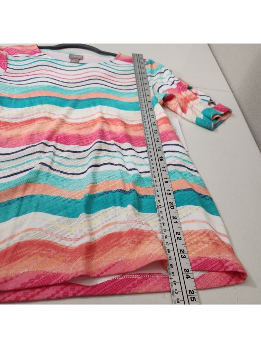 Chicos Multicolor Striped Cutout Sleeve Top Size 1 NWT - Picture 7 of 13